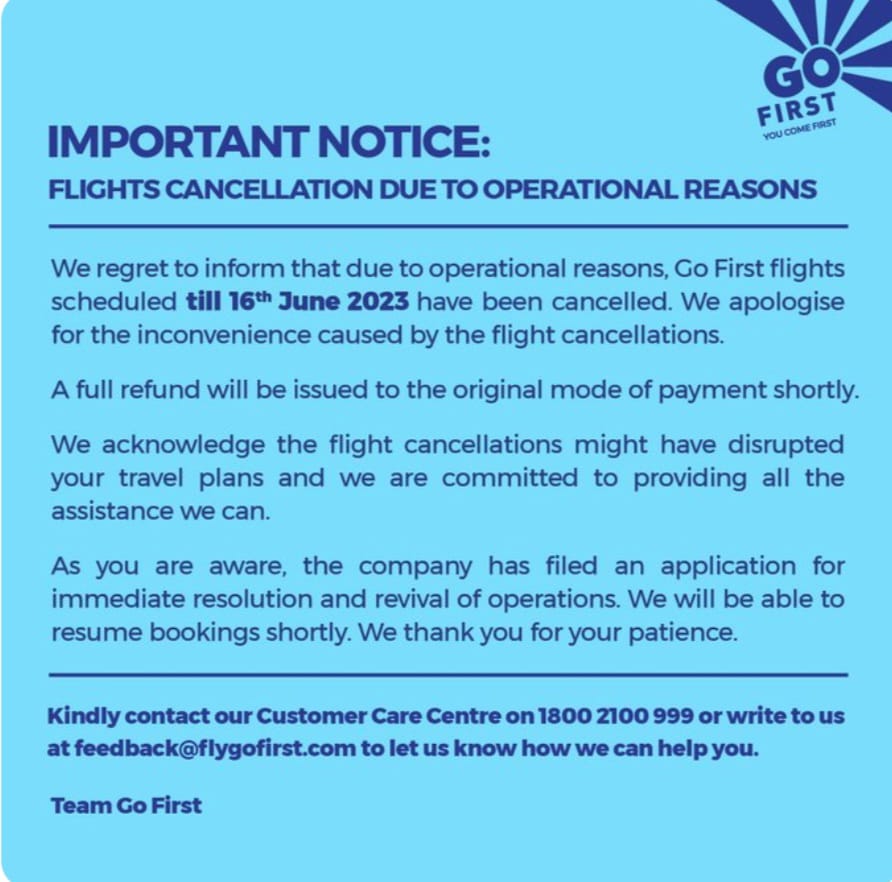 go first flight cancel, news box bharat