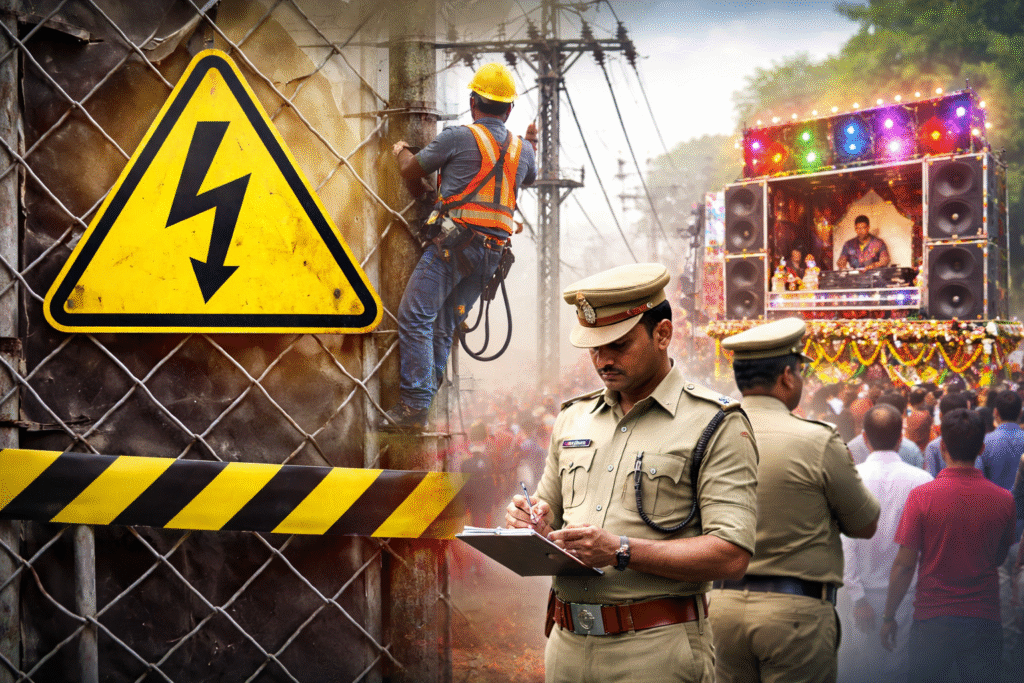 झारखंड बिजली वितरण निगम द्वारा जारी सार्वजनिक सूचना, जिसमें त्योहारों और शोभायात्राओं के दौरान बिजली सुरक्षा के लिए SOP और दिशा-निर्देश दिए गए हैं।