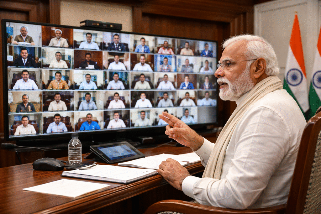 PM Narendra Modi video conference meeting with Chief Ministers on West Asia crisis and energy security India 2026