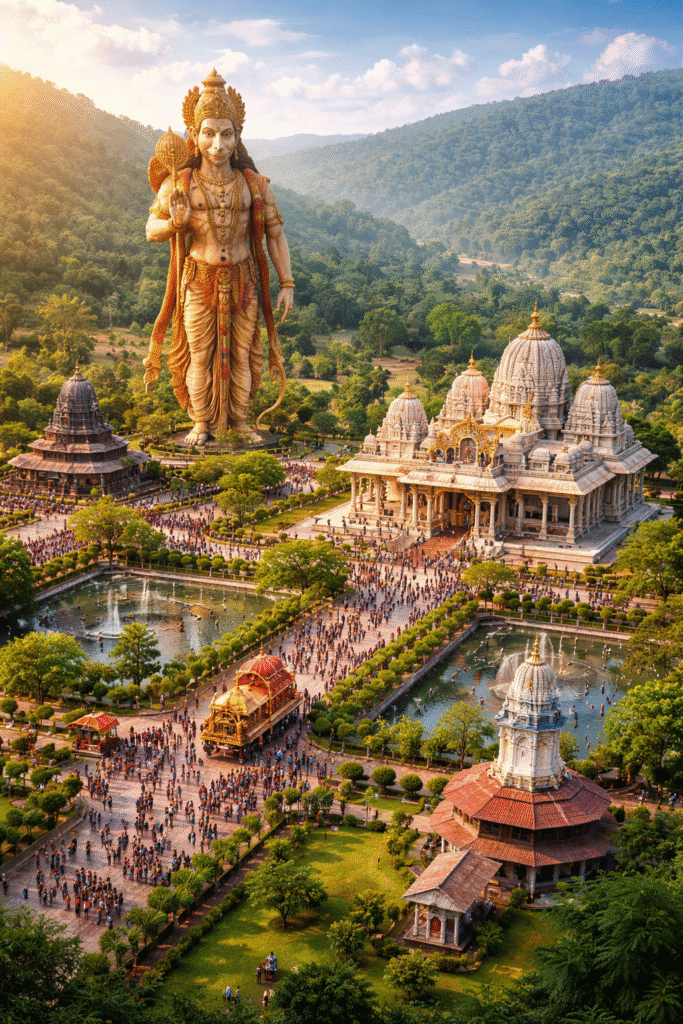 चतरा झारखंड में बन रहा भव्य संकटमोचन धाम, विशाल हनुमान प्रतिमा