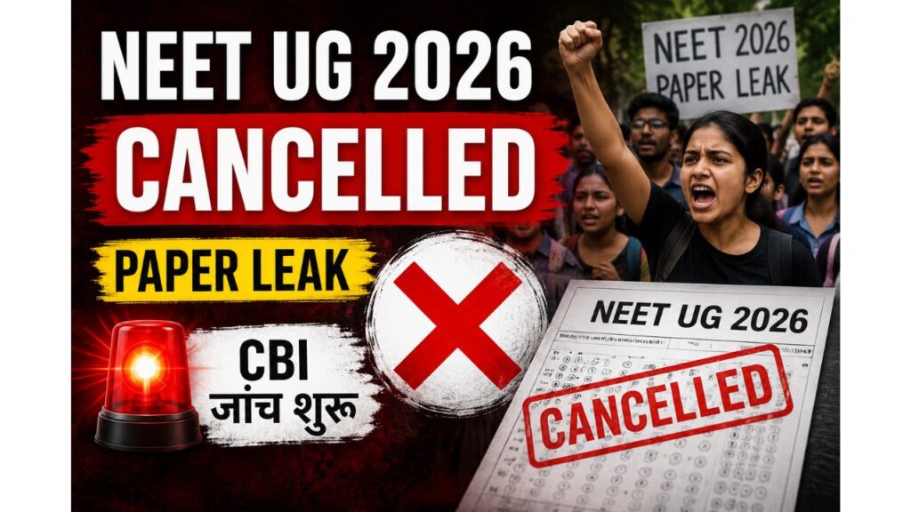 यह NEET का इतिहास में पहला मौका है जब पूरी परीक्षा रद्द की गई है।