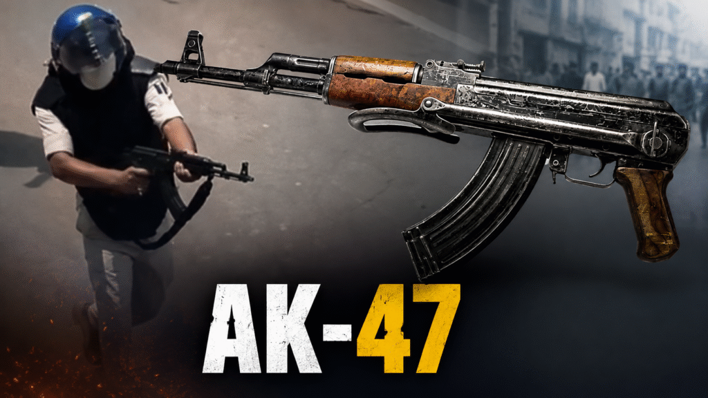 AK-47 क्यों है इतनी खतरनाक? भारत में कब शुरू हुआ इस्तेमाल और पुलिस कब चला सकती है यह हथियार AK-47 राइफल और प्रदर्शन के दौरान तैनात पुलिसकर्मी का सांकेतिक चित्र