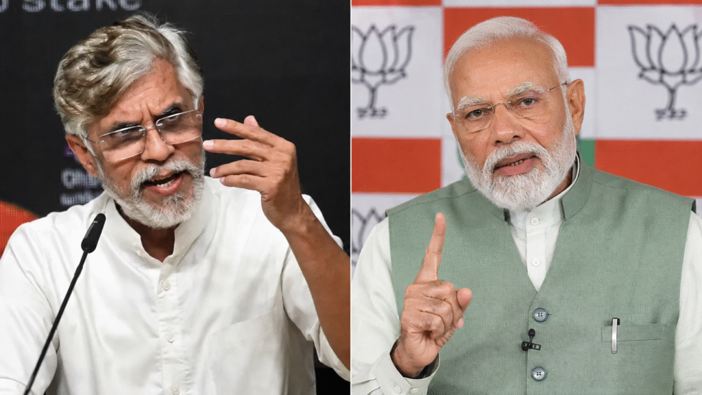 कांग्रेस नेता पवन खेड़ा और प्रधानमंत्री नरेंद्र मोदी की फाइल फोटो।